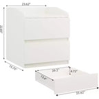 Comodino Moderno Bianco Curvo con 2 Cassetti Senza Maniglie – 1 o 2 Pezzi