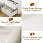 Comodino Moderno Bianco Curvo con 2 Cassetti Senza Maniglie – 1 o 2 Pezzi