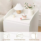Comodino Moderno Bianco Curvo con 2 Cassetti Senza Maniglie – 1 o 2 Pezzi