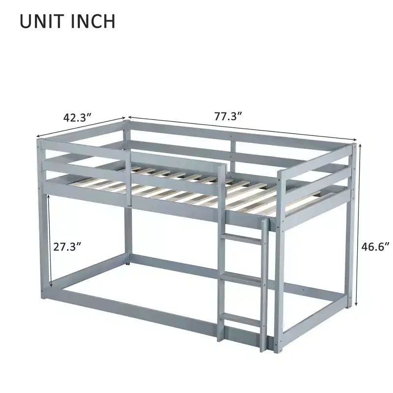 Letto a castello singolo su singolo con scaletta, Espresso/Grigio/Naturale/Rosa/Bianco, Legno massello, Posti letto 2