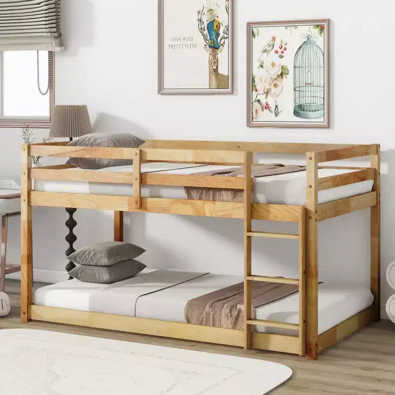 Letto a castello singolo su singolo con scaletta, Espresso/Grigio/Naturale/Rosa/Bianco, Legno massello, Posti letto 2