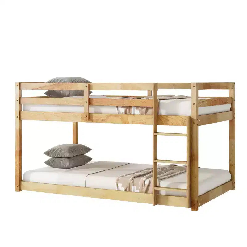 Letto a castello singolo su singolo con scaletta, Espresso/Grigio/Naturale/Rosa/Bianco, Legno massello, Posti letto 2