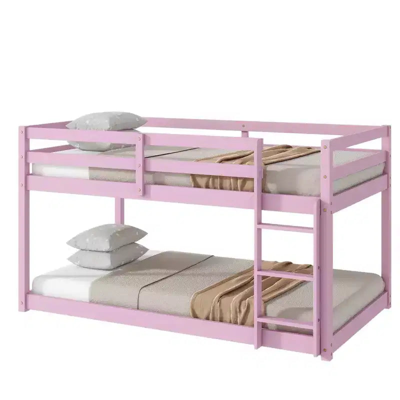 Letto a castello singolo su singolo con scaletta, Espresso/Grigio/Naturale/Rosa/Bianco, Legno massello, Posti letto 2