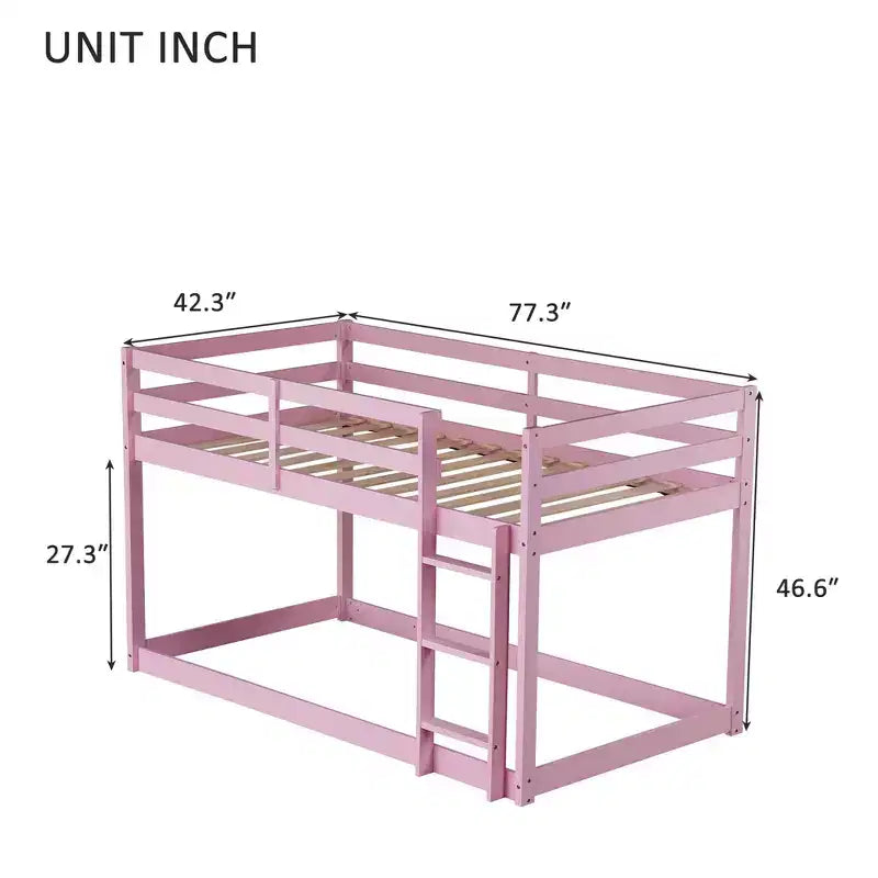 Letto a castello singolo su singolo con scaletta, Espresso/Grigio/Naturale/Rosa/Bianco, Legno massello, Posti letto 2