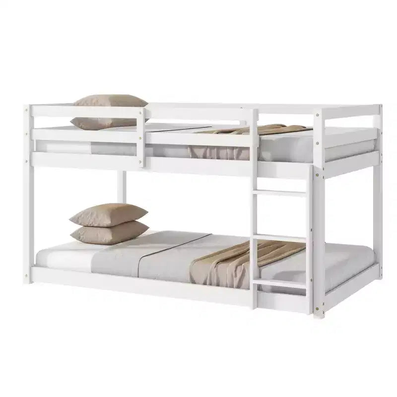 Letto a castello singolo su singolo con scaletta, Espresso/Grigio/Naturale/Rosa/Bianco, Legno massello, Posti letto 2