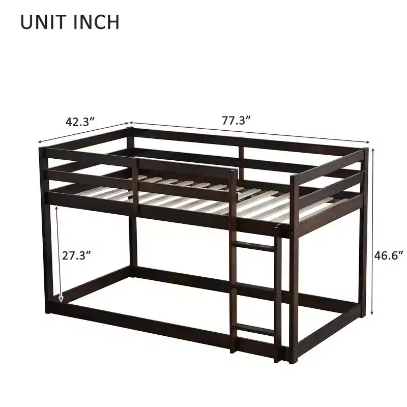 Letto a castello singolo su singolo con scaletta, Espresso/Grigio/Naturale/Rosa/Bianco, Legno massello, Posti letto 2