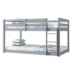 Letto a castello singolo su singolo con scaletta, Espresso/Grigio/Naturale/Rosa/Bianco, Legno massello, Posti letto 2