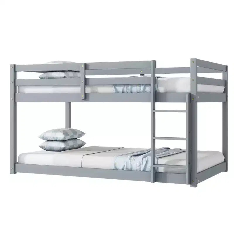 Letto a castello singolo su singolo con scaletta, Espresso/Grigio/Naturale/Rosa/Bianco, Legno massello, Posti letto 2