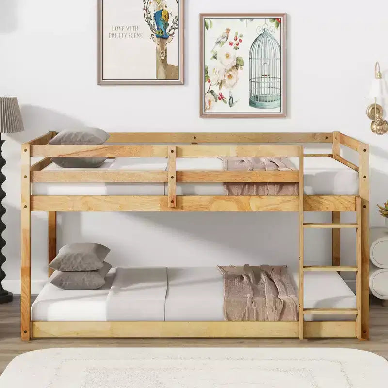 Letto a castello singolo su singolo con scaletta, Espresso/Grigio/Naturale/Rosa/Bianco, Legno massello, Posti letto 2