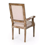 Sedia da pranzo imbottita in tessuto beige, stile country francese, set da 2