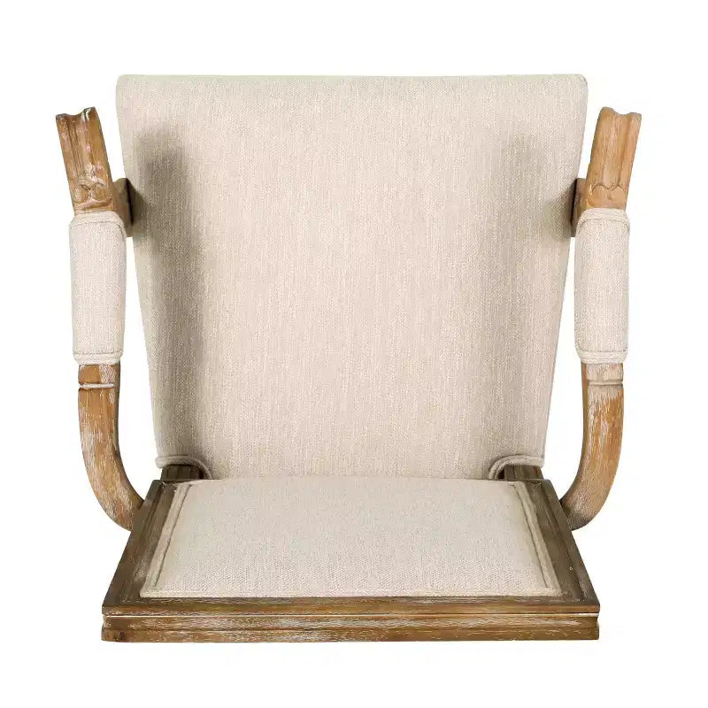 Sedia da pranzo imbottita in tessuto beige, stile country francese, set da 2
