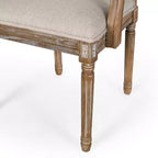 Sedia da pranzo imbottita in tessuto beige, stile country francese, set da 2