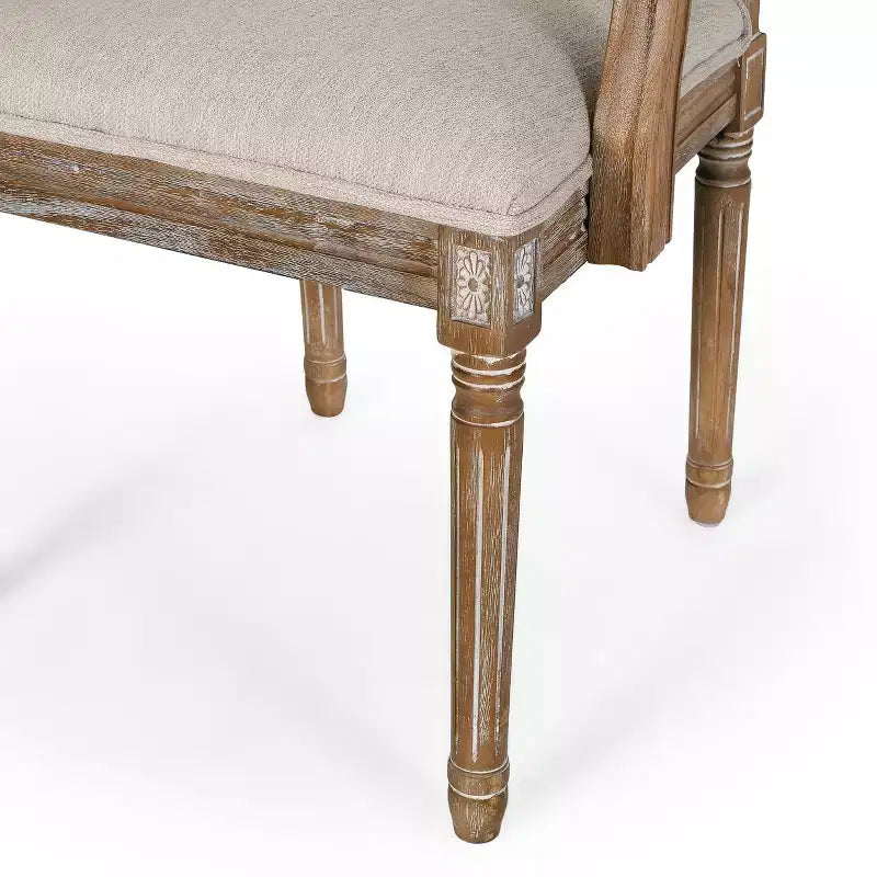 Sedia da pranzo imbottita in tessuto beige, stile country francese, set da 2