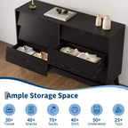 Cassettiera scanalata a 6 cassetti, Legno, Naturale/Bianco, Per 1 persona
