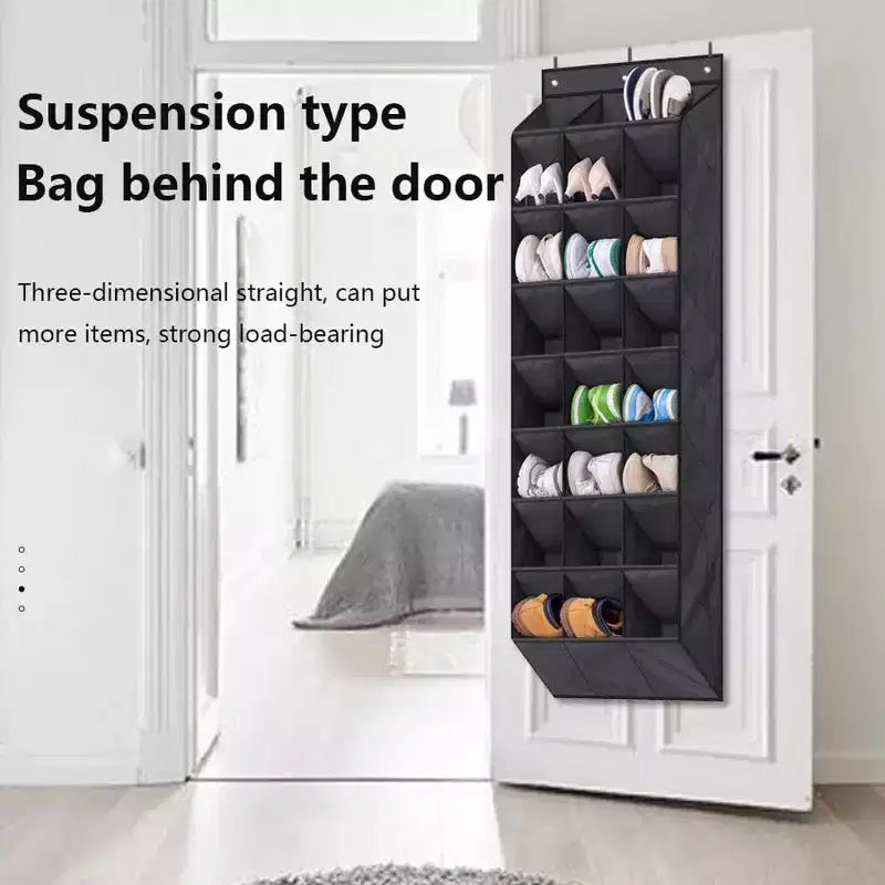 Organizzatore per scarpe da appendere alla porta grigio, 24 tasche, per utente singolo