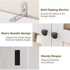 Armadio portaoggetti in vetro a 4 ante Beige / Nero / Bianco, mobile dispensa alto a 5 ripiani