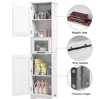 Armadietto contenitore sottile da 170 cm con ante in vetro – Rovere bianco americano / Grigio / Colore retrò, largo 40 cm o 60 cm, singolo