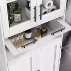 Armadietto contenitore sottile da 170 cm con ante in vetro – Rovere bianco americano / Grigio / Colore retrò, largo 40 cm o 60 cm, singolo