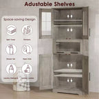 Armadietto contenitore sottile da 170 cm con ante in vetro – Rovere bianco americano / Grigio / Colore retrò, largo 40 cm o 60 cm, singolo