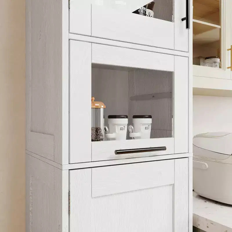 Armadietto contenitore sottile da 170 cm con ante in vetro – Rovere bianco americano / Grigio / Colore retrò, largo 40 cm o 60 cm, singolo