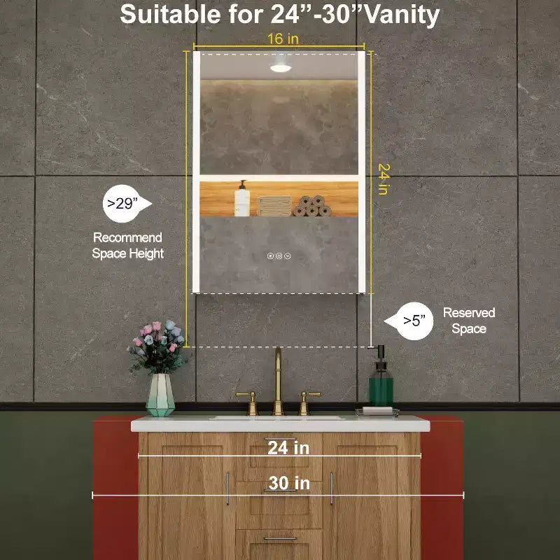 Specchio Contenitore a LED Argento – Ante Singole/Doppie/Triple, Montaggio a Parete o a Incasso