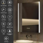 Specchio Contenitore a LED Argento – Ante Singole/Doppie/Triple, Montaggio a Parete o a Incasso