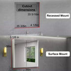 Specchio Contenitore a LED Argento – Ante Singole/Doppie/Triple, Montaggio a Parete o a Incasso