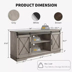 Mobile porta TV grigio con ante scorrevoli a fienile per 1, adatto a TV fino a 65"