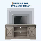 Mobile porta TV grigio con ante scorrevoli a fienile per 1, adatto a TV fino a 65"