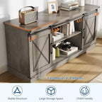 Mobile porta TV grigio con ante scorrevoli a fienile per 1, adatto a TV fino a 65"