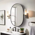 31 In.H X 24 In.W Black Iron Runway Hardware Hanging Mirror Frame Wall Mirror
