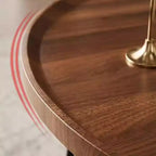 Set di 2 tavolini da caffè rotondi impilabili marroni – Gambe in metallo, piano in legno, stile moderno di metà secolo