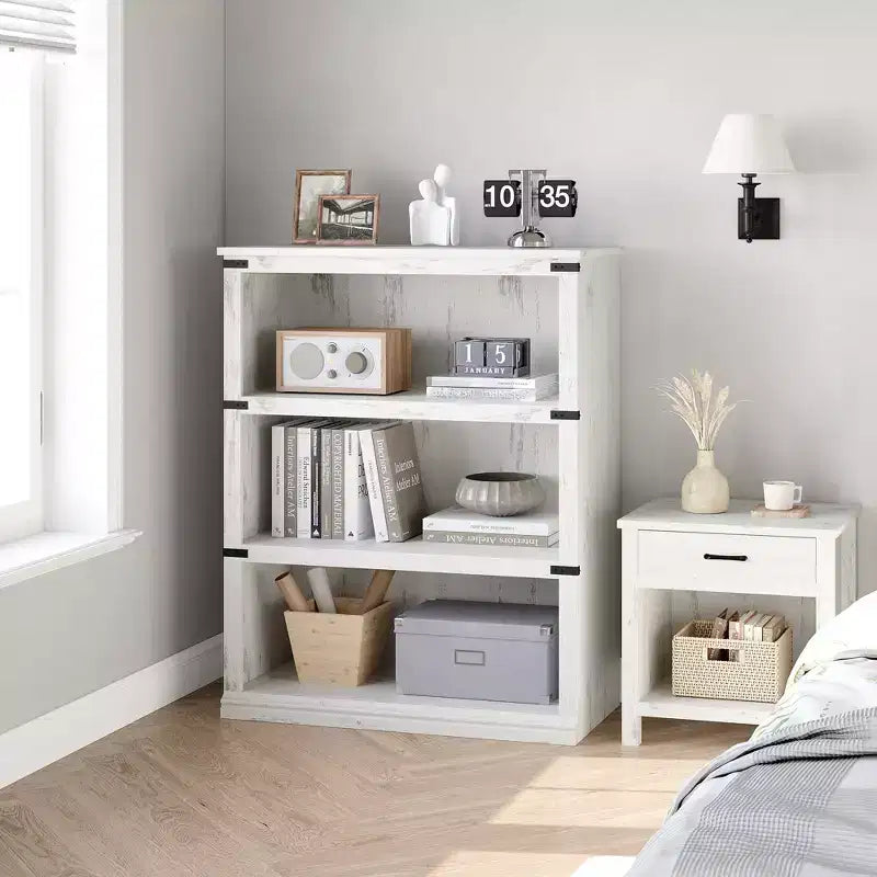 Libreria a 5 ripiani | Bianco antico / Grigio / Rovere scuro / Ciliegio scuro / Rétro | Scaffale aperto in stile rustico | Singolo