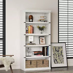 Libreria a 5 ripiani | Bianco antico / Grigio / Rovere scuro / Ciliegio scuro / Rétro | Scaffale aperto in stile rustico | Singolo