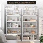 Libreria a 5 ripiani | Bianco antico / Grigio / Rovere scuro / Ciliegio scuro / Rétro | Scaffale aperto in stile rustico | Singolo