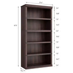 Libreria a 5 ripiani | Bianco antico / Grigio / Rovere scuro / Ciliegio scuro / Rétro | Scaffale aperto in stile rustico | Singolo