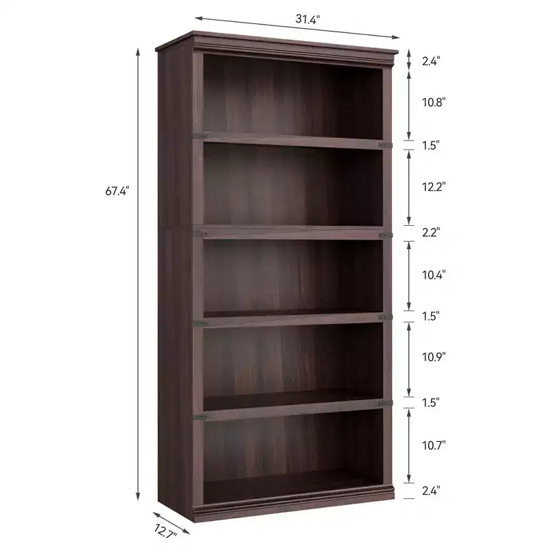 Libreria a 5 ripiani | Bianco antico / Grigio / Rovere scuro / Ciliegio scuro / Rétro | Scaffale aperto in stile rustico | Singolo