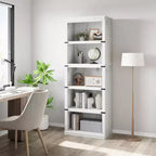 Libreria a 5 ripiani | Bianco antico / Grigio / Rovere scuro / Ciliegio scuro / Rétro | Scaffale aperto in stile rustico | Singolo