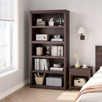 Libreria a 5 ripiani | Bianco antico / Grigio / Rovere scuro / Ciliegio scuro / Rétro | Scaffale aperto in stile rustico | Singolo