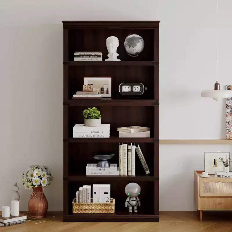 Libreria a 5 ripiani | Bianco antico / Grigio / Rovere scuro / Ciliegio scuro / Rétro | Scaffale aperto in stile rustico | Singolo