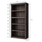 Libreria a 5 ripiani | Bianco antico / Grigio / Rovere scuro / Ciliegio scuro / Rétro | Scaffale aperto in stile rustico | Singolo