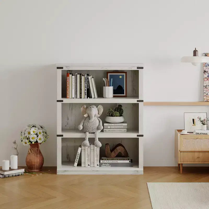 Libreria a 5 ripiani | Bianco antico / Grigio / Rovere scuro / Ciliegio scuro / Rétro | Scaffale aperto in stile rustico | Singolo
