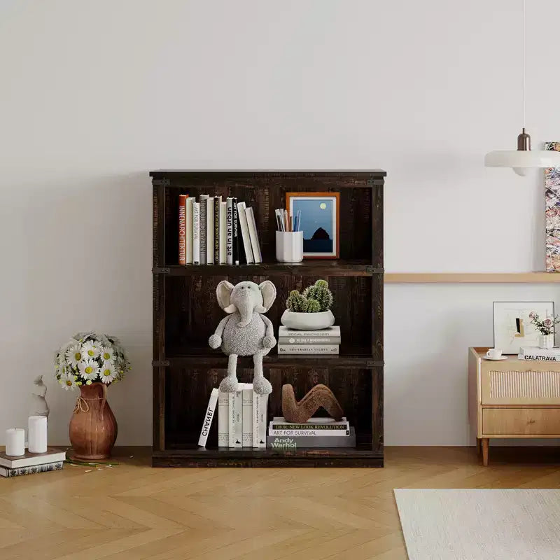 Libreria a 5 ripiani | Bianco antico / Grigio / Rovere scuro / Ciliegio scuro / Rétro | Scaffale aperto in stile rustico | Singolo