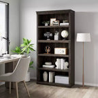 Libreria a 5 ripiani | Bianco antico / Grigio / Rovere scuro / Ciliegio scuro / Rétro | Scaffale aperto in stile rustico | Singolo