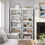 Libreria a 5 ripiani | Bianco antico / Grigio / Rovere scuro / Ciliegio scuro / Rétro | Scaffale aperto in stile rustico | Singolo