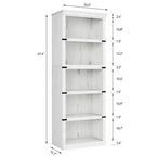 Libreria a 5 ripiani | Bianco antico / Grigio / Rovere scuro / Ciliegio scuro / Rétro | Scaffale aperto in stile rustico | Singolo