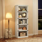 Libreria a 5 ripiani | Bianco antico / Grigio / Rovere scuro / Ciliegio scuro / Rétro | Scaffale aperto in stile rustico | Singolo