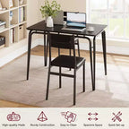 Set da pranzo da 5 pezzi per 4 persone, colore nero/grigio/retro – piano rettangolare in legno e sedie imbottite