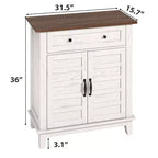 Marrone/Bianco, Mobile Contenitore a 3 Livelli Stile Rustico con Cassetto, Montaggio per 1 Persona