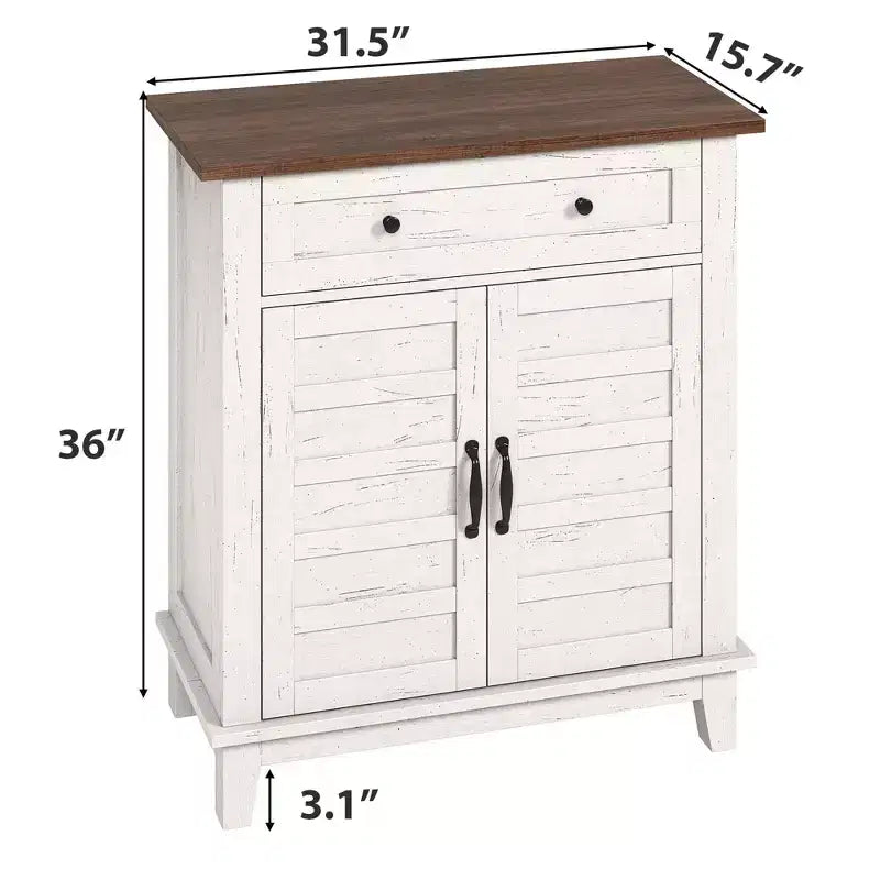 Marrone/Bianco, Mobile Contenitore a 3 Livelli Stile Rustico con Cassetto, Montaggio per 1 Persona